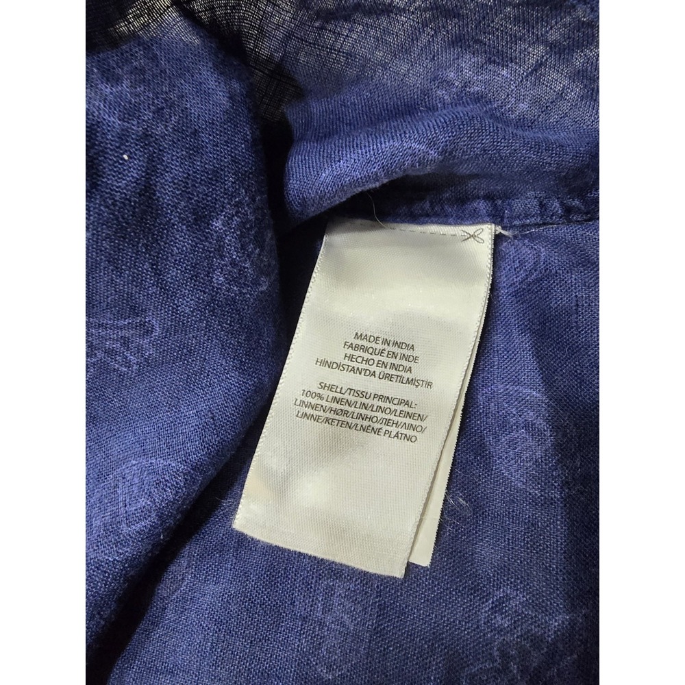 Polo Ralph Lauren Mens XL Navy Blue 100% Linen Crest Logo Short Sleeve Shirt‎ - Picture 9 of 11